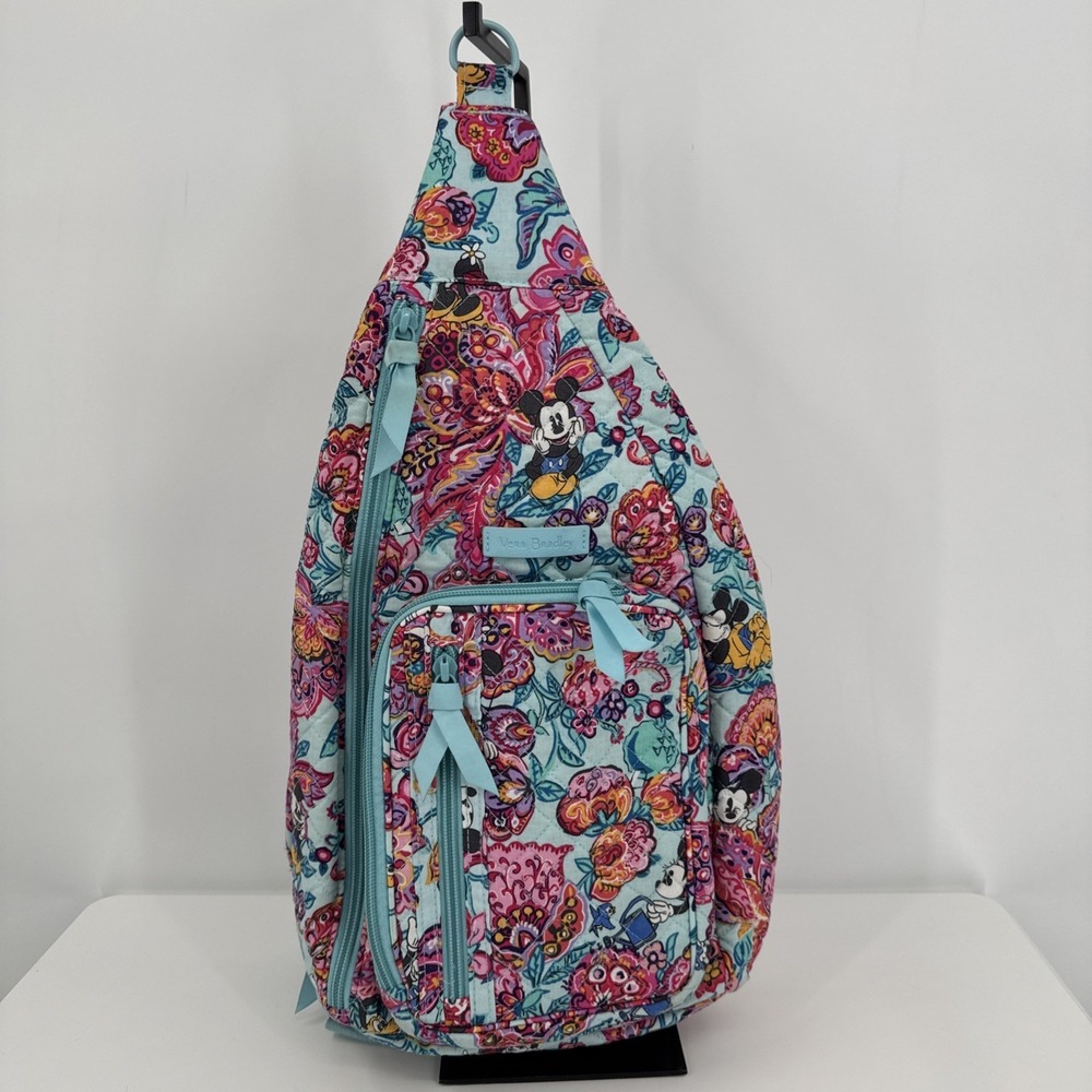 Vera Bradley Disney Parks Mickey Mouse Colorful Garden Sling Backpack Quilted